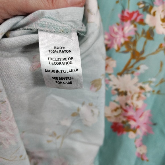 Spartina 449 Top M Boho Floral Smocked Neck Blouson Tiered Sleeve Cottagecore - Picture 7 of 8